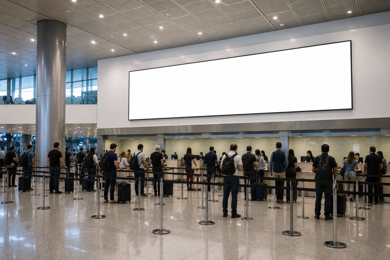 Campanha nacional com painéis de LED e mídia DOOH em aeroportos do Brasil