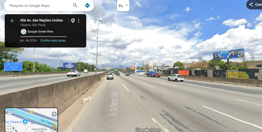Painel rodoviário front-light de 15 por 5 metros na Rodovia Castelo Branco KM 14 sentido São Paulo