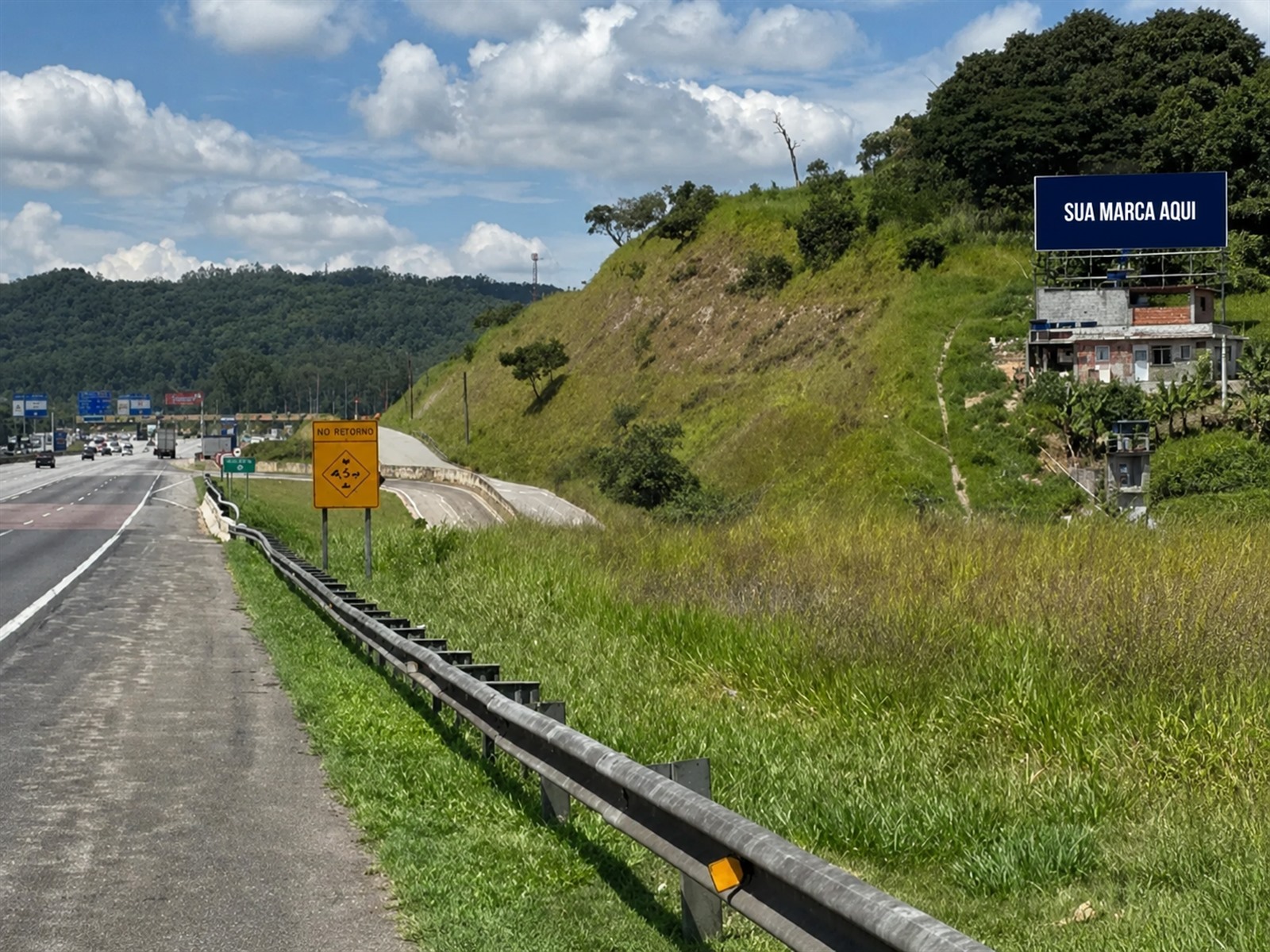 Outdoor rodoviário na Bandeirantes — KM 36+700 — sentido Jundiaí — ficha 02, mídia OOH na Rodovia dos Bandeirantes SP-348