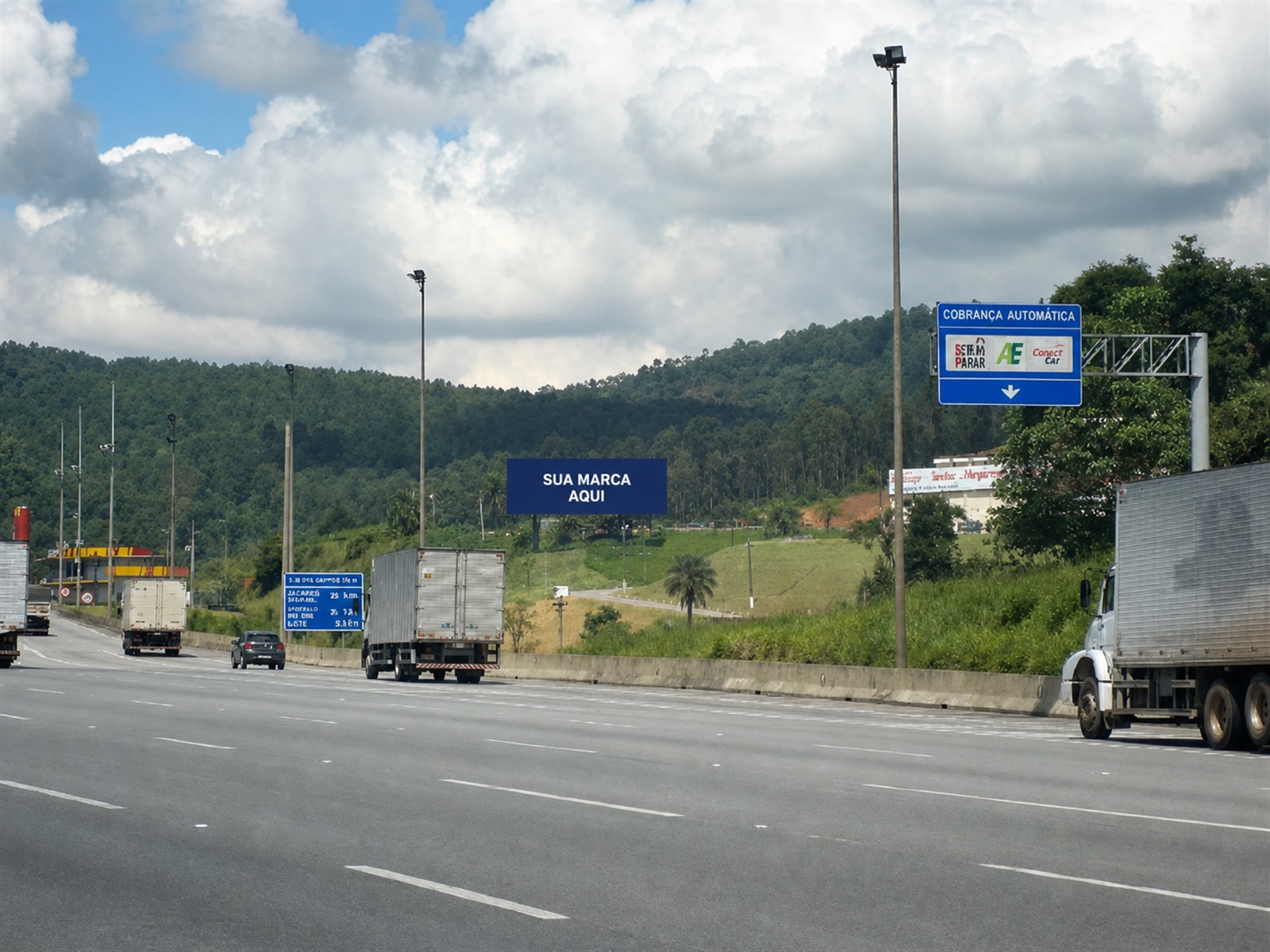 Estrutura de mídia OOH na Bandeirantes — KM 36 — sentido São Paulo Capital — ficha 07, mídia OOH na Rodovia dos Bandeirantes SP-348