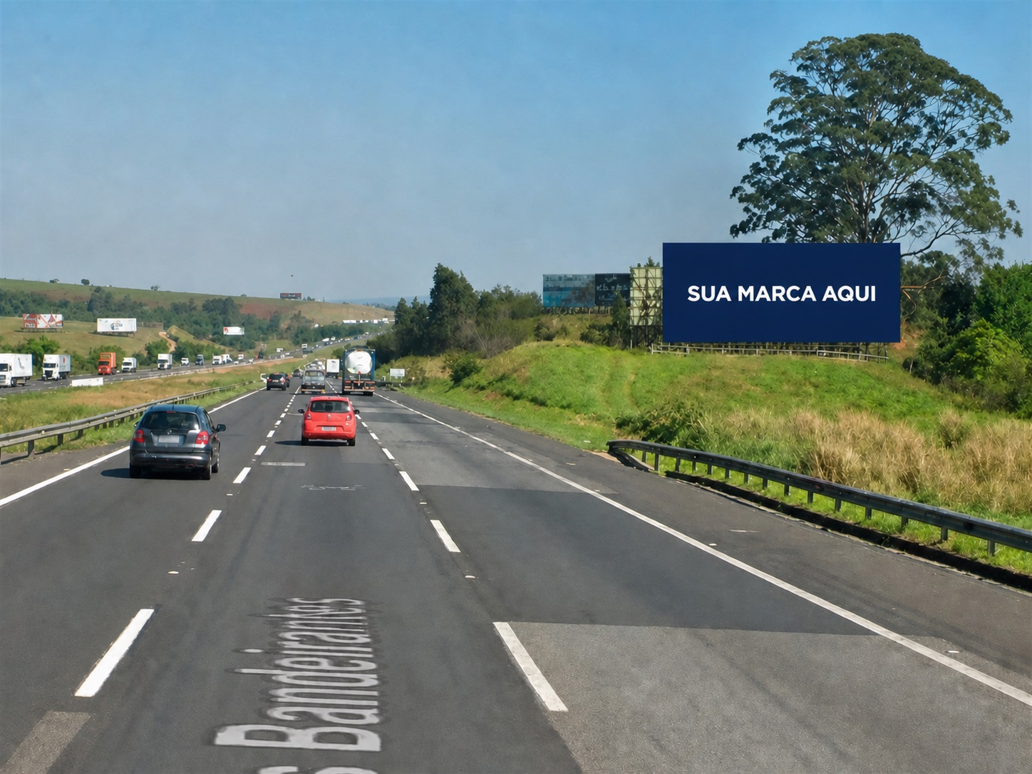 Outdoor rodoviário na Bandeirantes — KM 54+200 — sentido São Paulo Capital — ficha 22, mídia OOH na Rodovia dos Bandeirantes SP-348