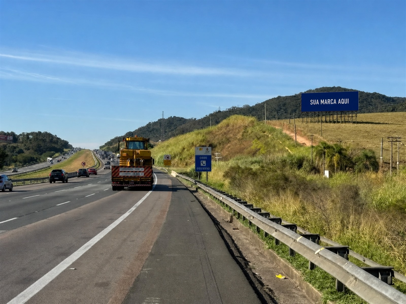 Outdoor rodoviário na Bandeirantes — KM 55+250 — sentido Jundiaí — ficha 26, mídia OOH na Rodovia dos Bandeirantes SP-348