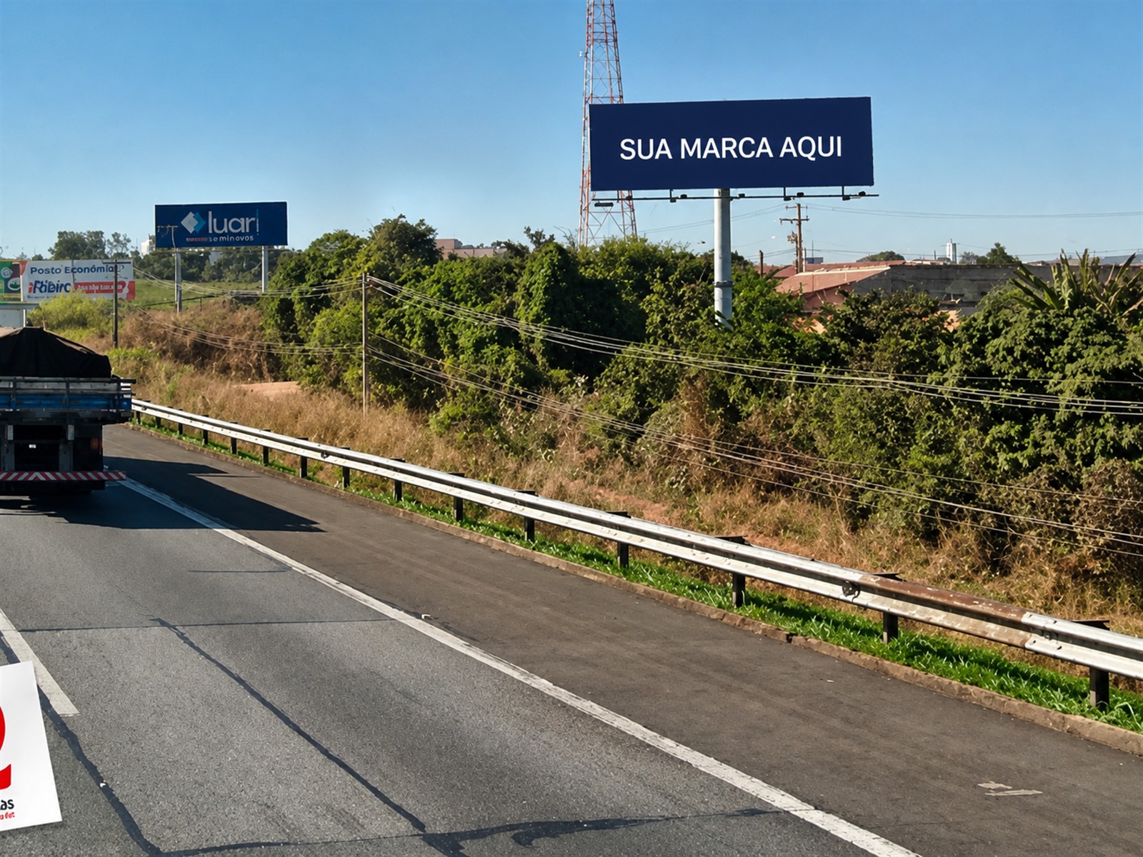 Painel rodoviário na Bandeirantes — KM 64+800 — sentido Campinas — ficha 33, mídia OOH na Rodovia dos Bandeirantes SP-348