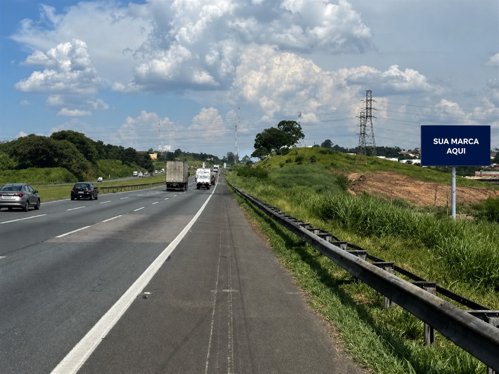 Outdoor rodoviário na Bandeirantes — KM 65+200 — sentido Campinas — ficha 34, mídia OOH na Rodovia dos Bandeirantes SP-348