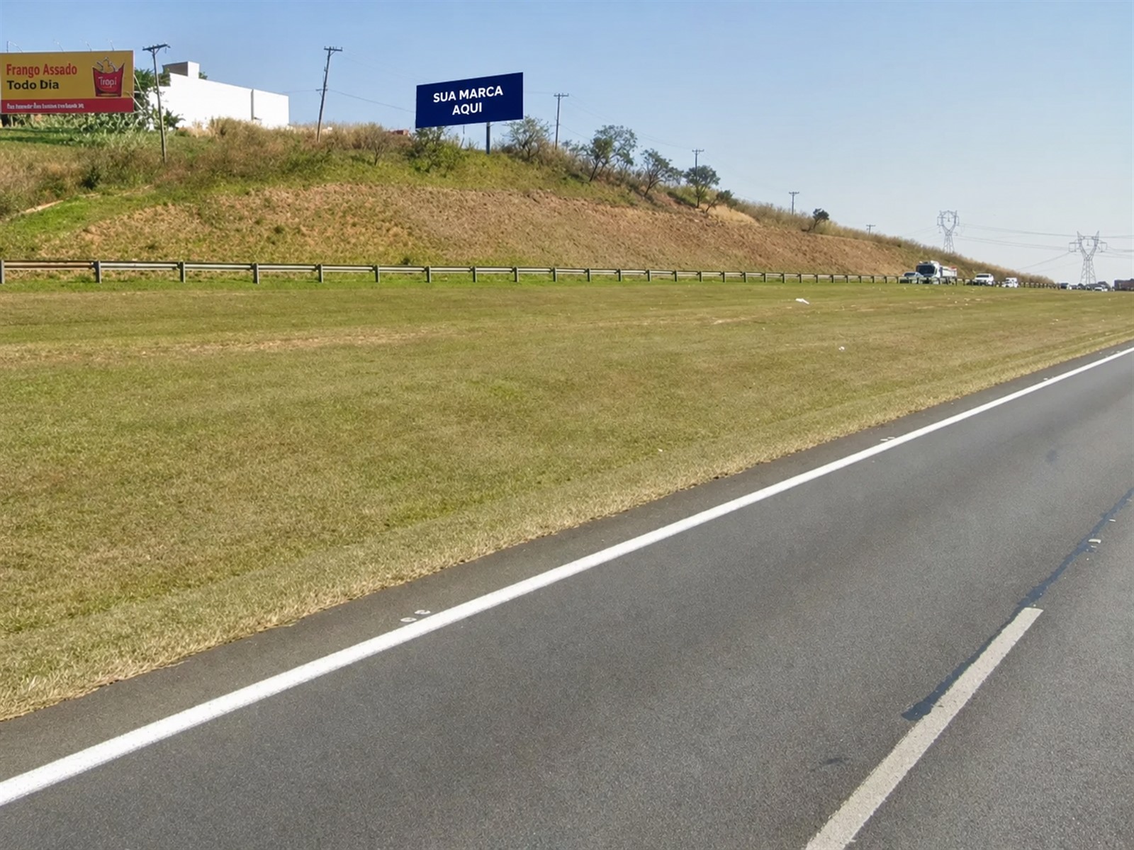 Painel publicitário na Bandeirantes — KM 67+500 — sentido São Paulo Capital — ficha 36, mídia OOH na Rodovia dos Bandeirantes SP-348