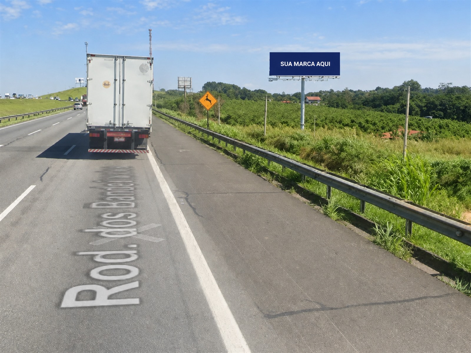 Painel publicitário na Bandeirantes — KM 82+600 — sentido Jundiaí — ficha 48, mídia OOH na Rodovia dos Bandeirantes SP-348