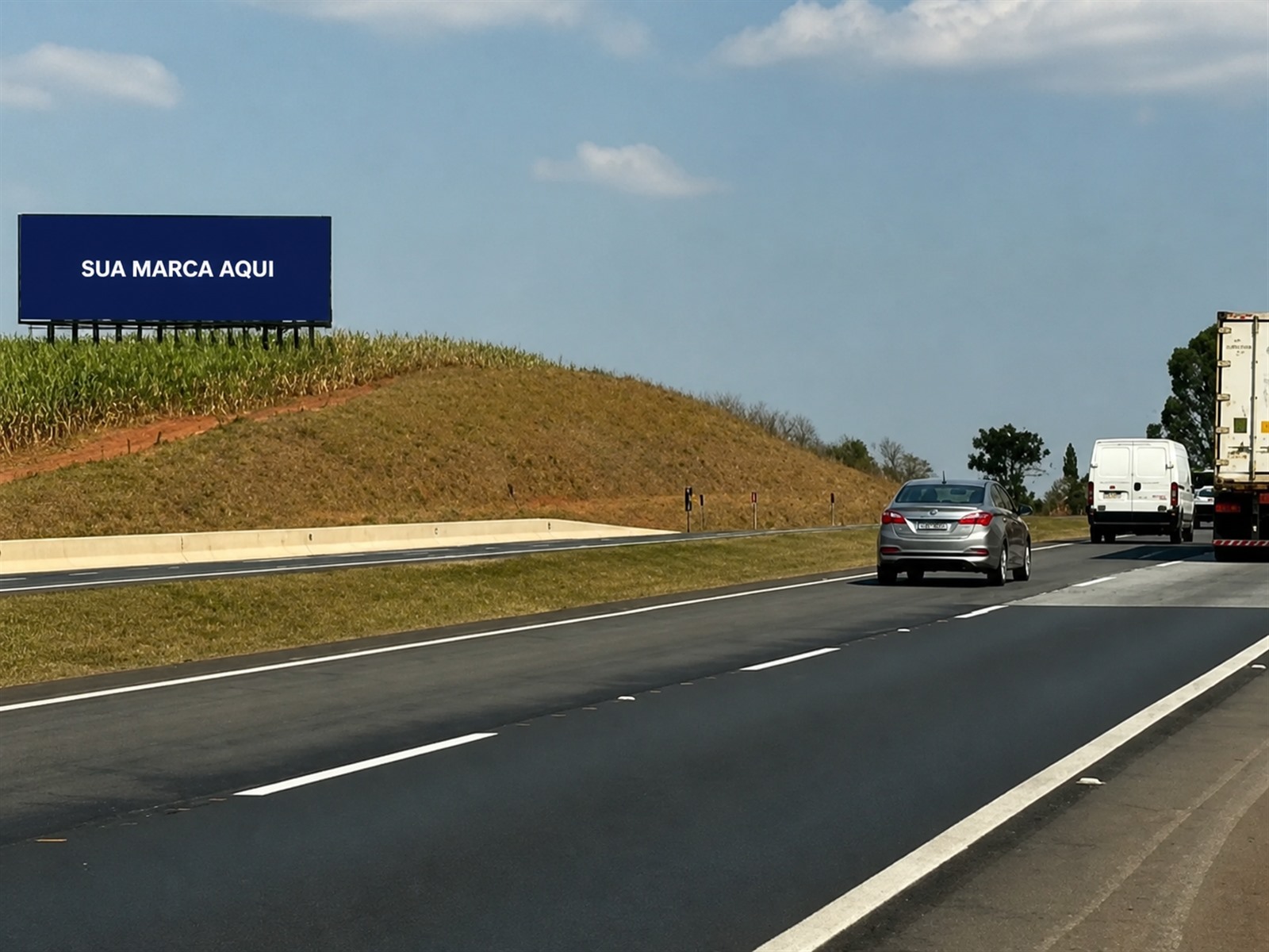 Painel publicitário na Bandeirantes — KM 145+400 — sentido Limeira — ficha 52, mídia OOH na Rodovia dos Bandeirantes SP-348