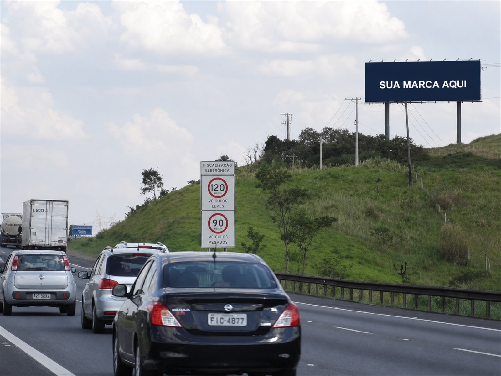 Estrutura de mídia OOH na Bandeirantes — KM 69 — sentido São Paulo Capital — ficha 63, mídia OOH na Rodovia dos Bandeirantes SP-348