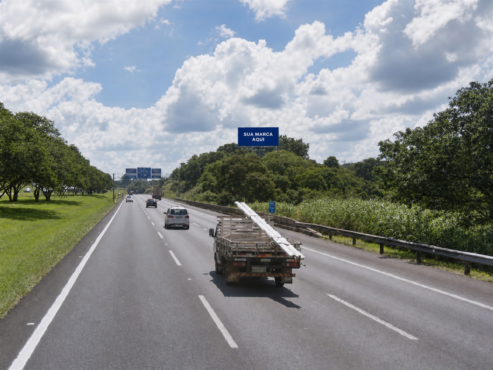 Painel publicitário na Bandeirantes — KM 75+100 — sentido Campinas e Viracopos — ficha 68, mídia OOH na Rodovia dos Bandeirantes SP-348