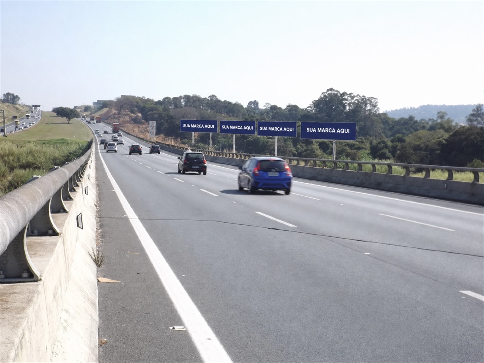 Outdoor rodoviário na Bandeirantes — KM 78+300 — sentido INTERIOR — ficha 74, mídia OOH na Rodovia dos Bandeirantes SP-348, próximo a Jundiaí