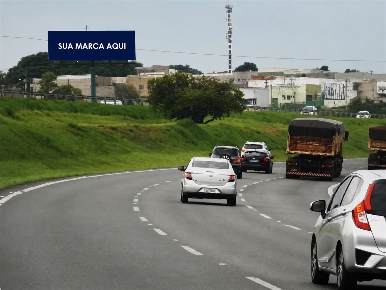 Painel rodoviário na Bandeirantes — KM 88+500 — sentido São Paulo Capital — ficha 77, mídia OOH na Rodovia dos Bandeirantes SP-348