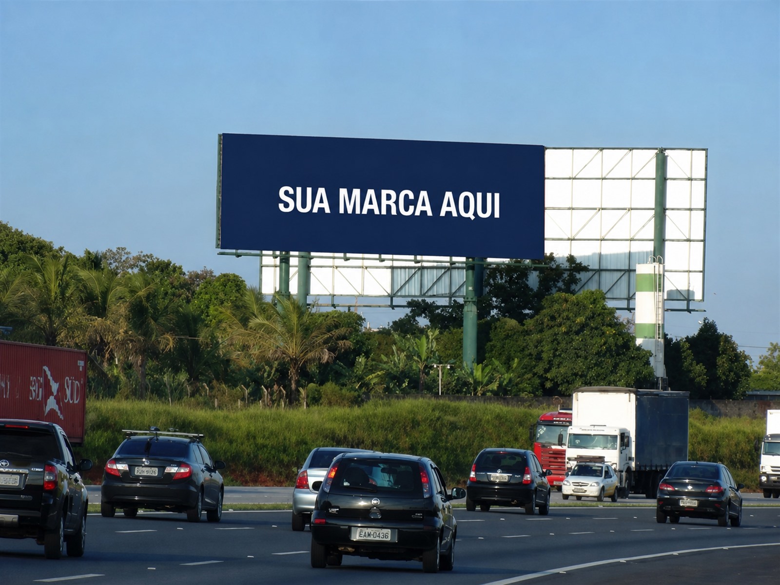 Painel publicitário na Bandeirantes — KM 110+500 — sentido São Paulo Capital — ficha 84, mídia OOH na Rodovia dos Bandeirantes SP-348